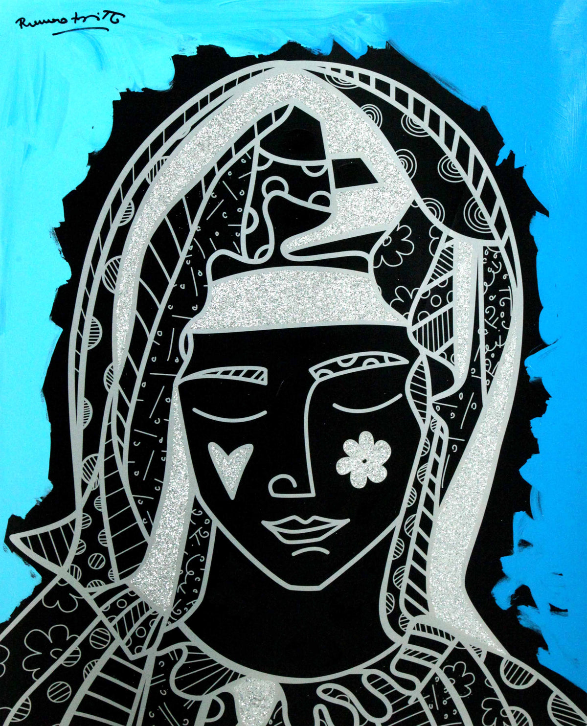 MOTHER BLUE - Mixed Media Original