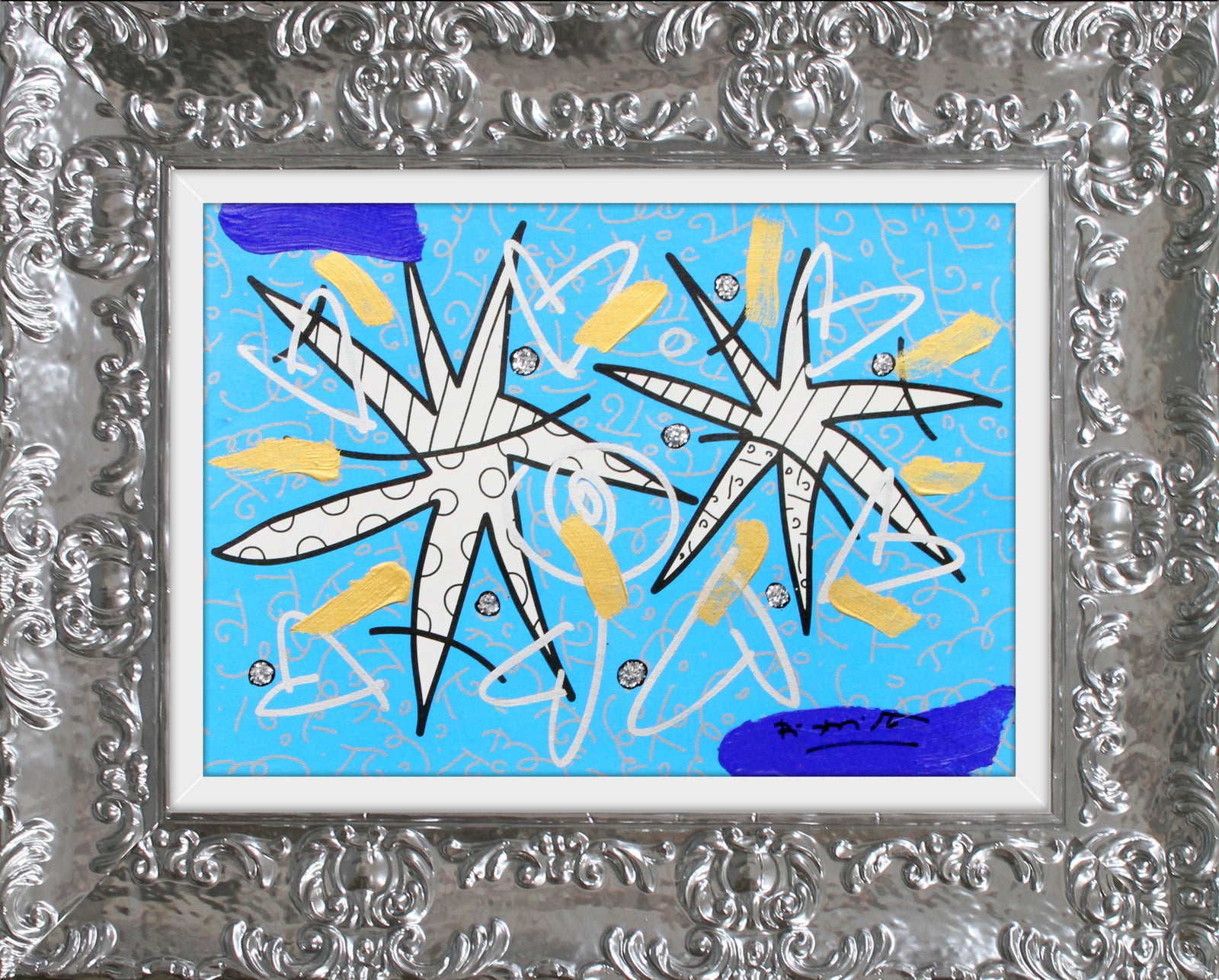 NIGHT STARS BLUE -  Mixed Media Original