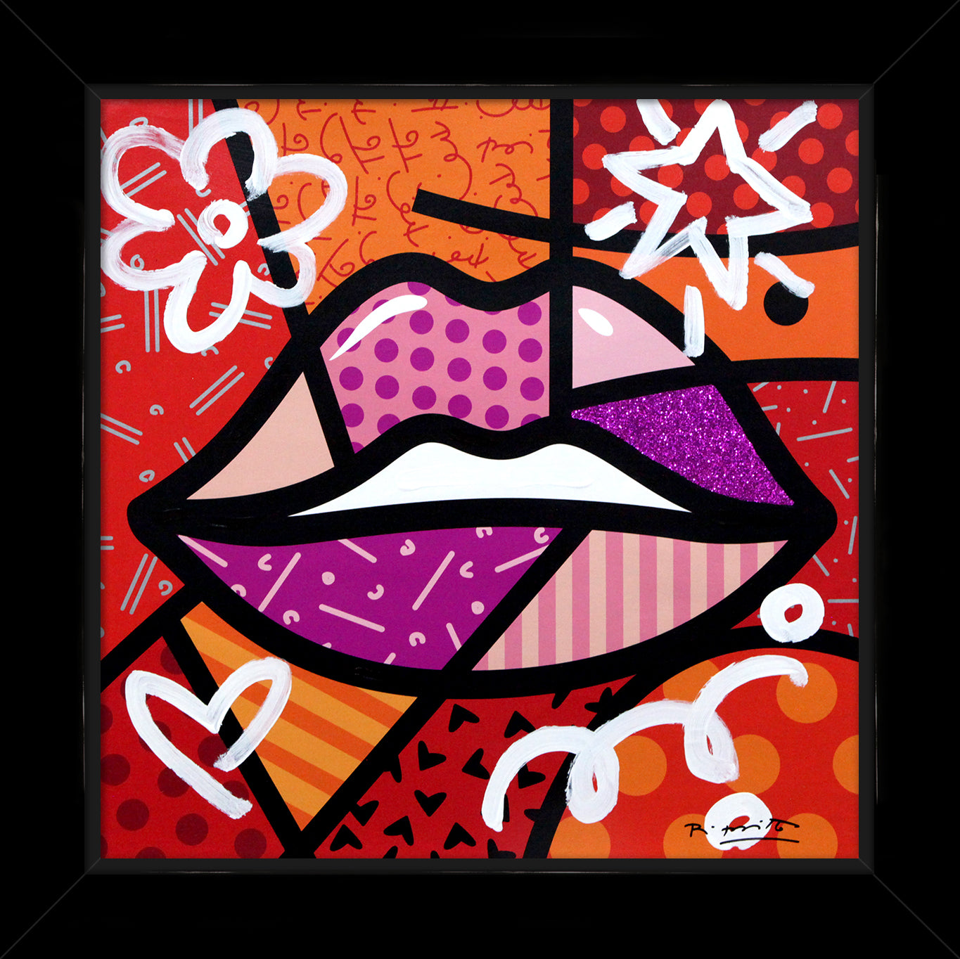 Romero Britto delicious mixed media original  contemporary pop art piece
