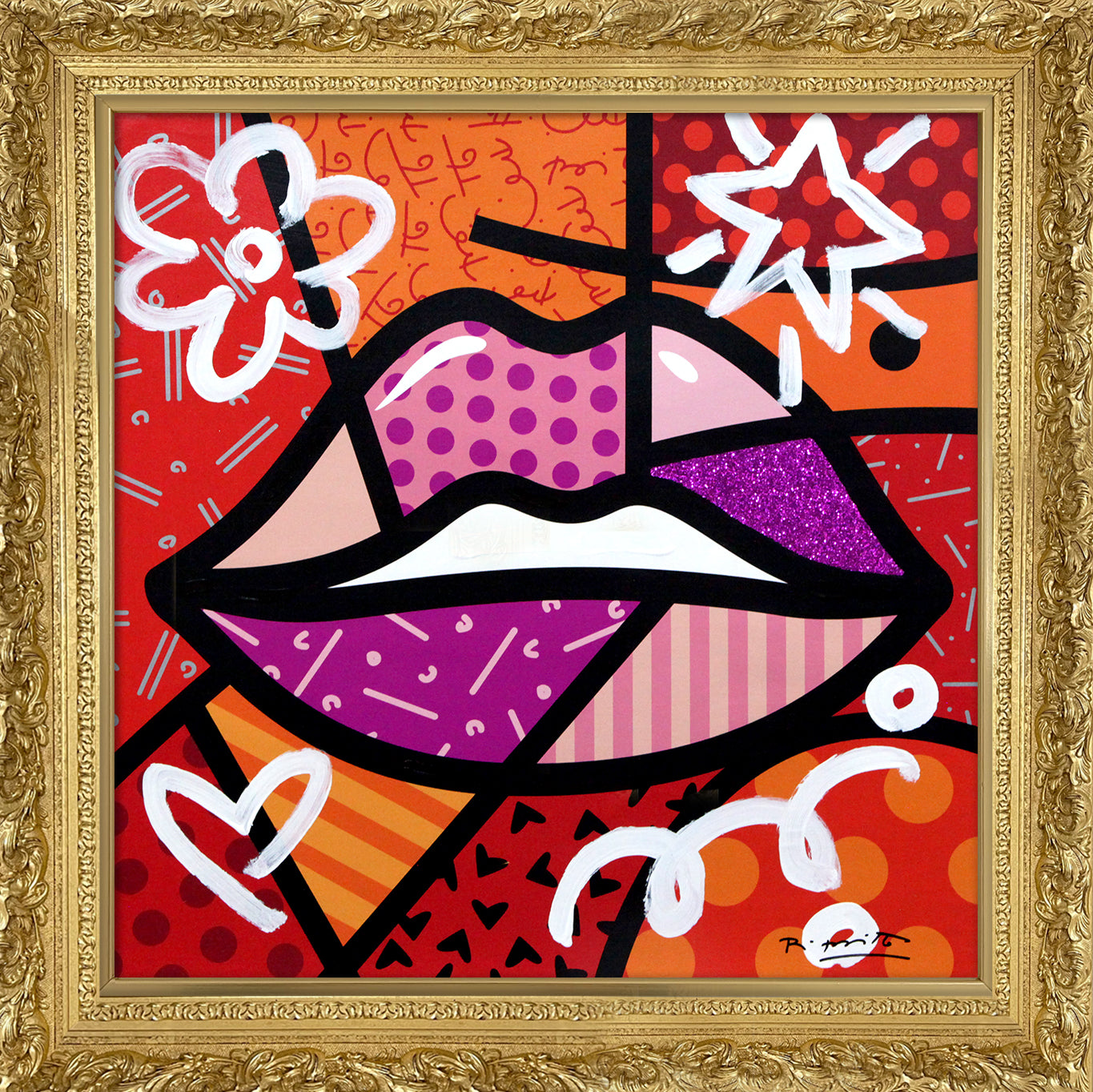 Romero Britto delicious mixed media original  colorful pop art design