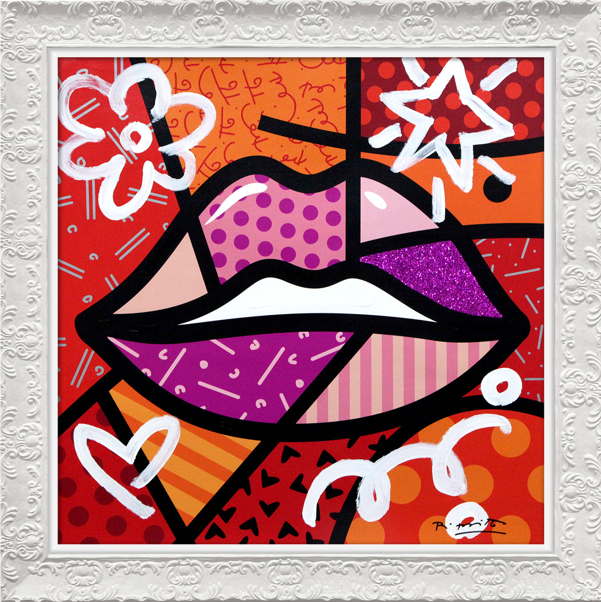 Romero Britto delicious mixed media original  colorful pop art design