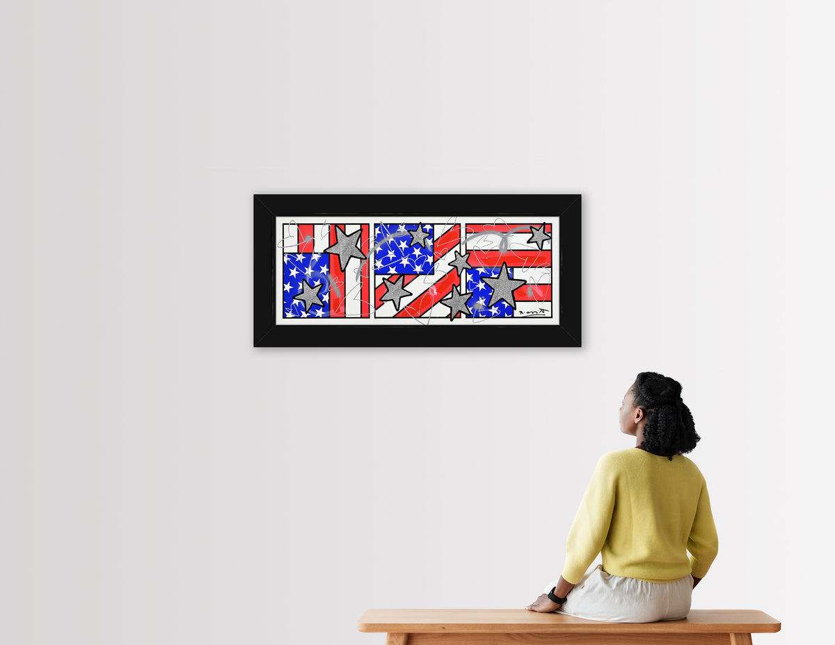 modern pop art flap triptych mixed media original  vibrant home decor