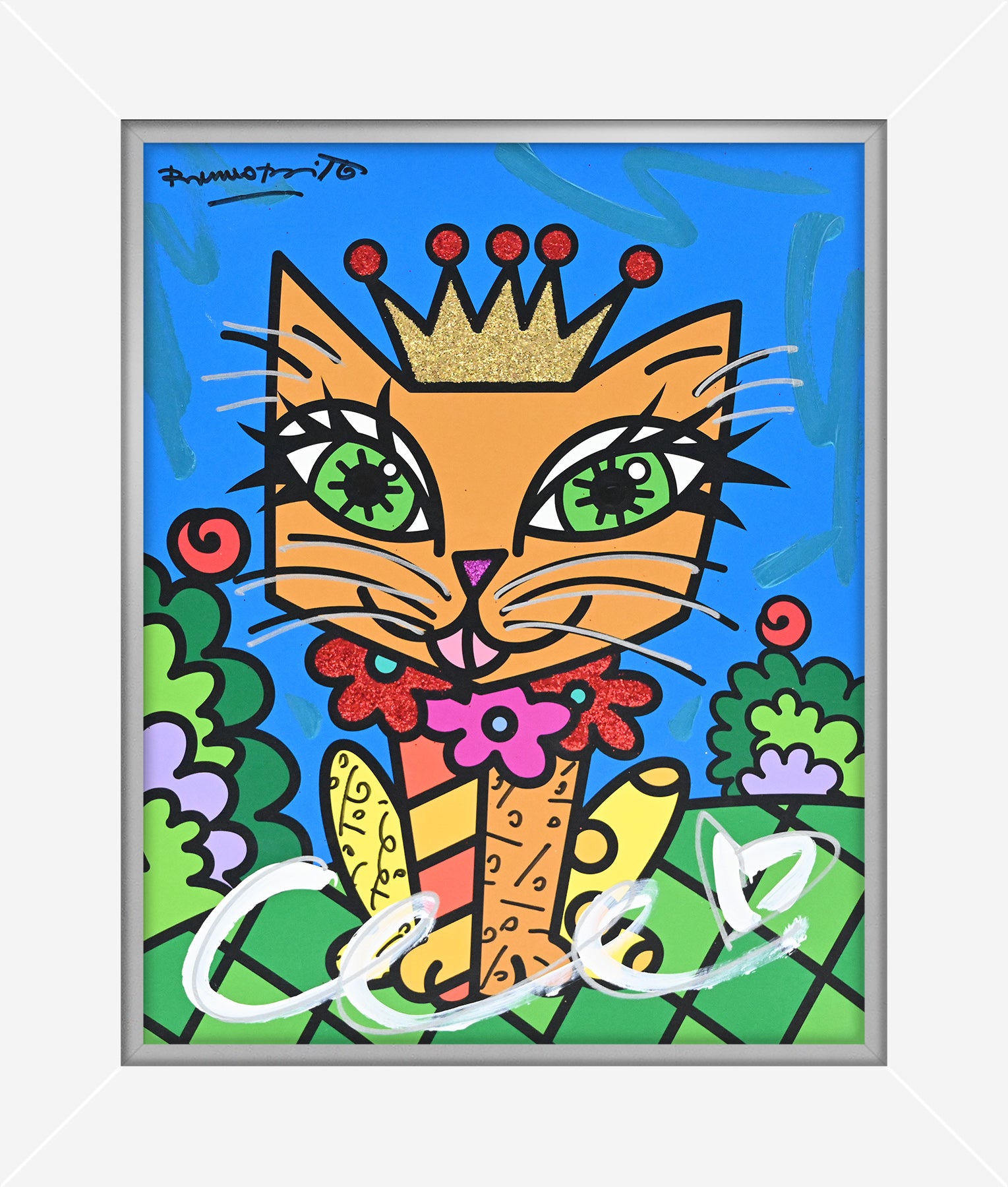 royalty cat mixed media original  colorful decorative collectible gift idea