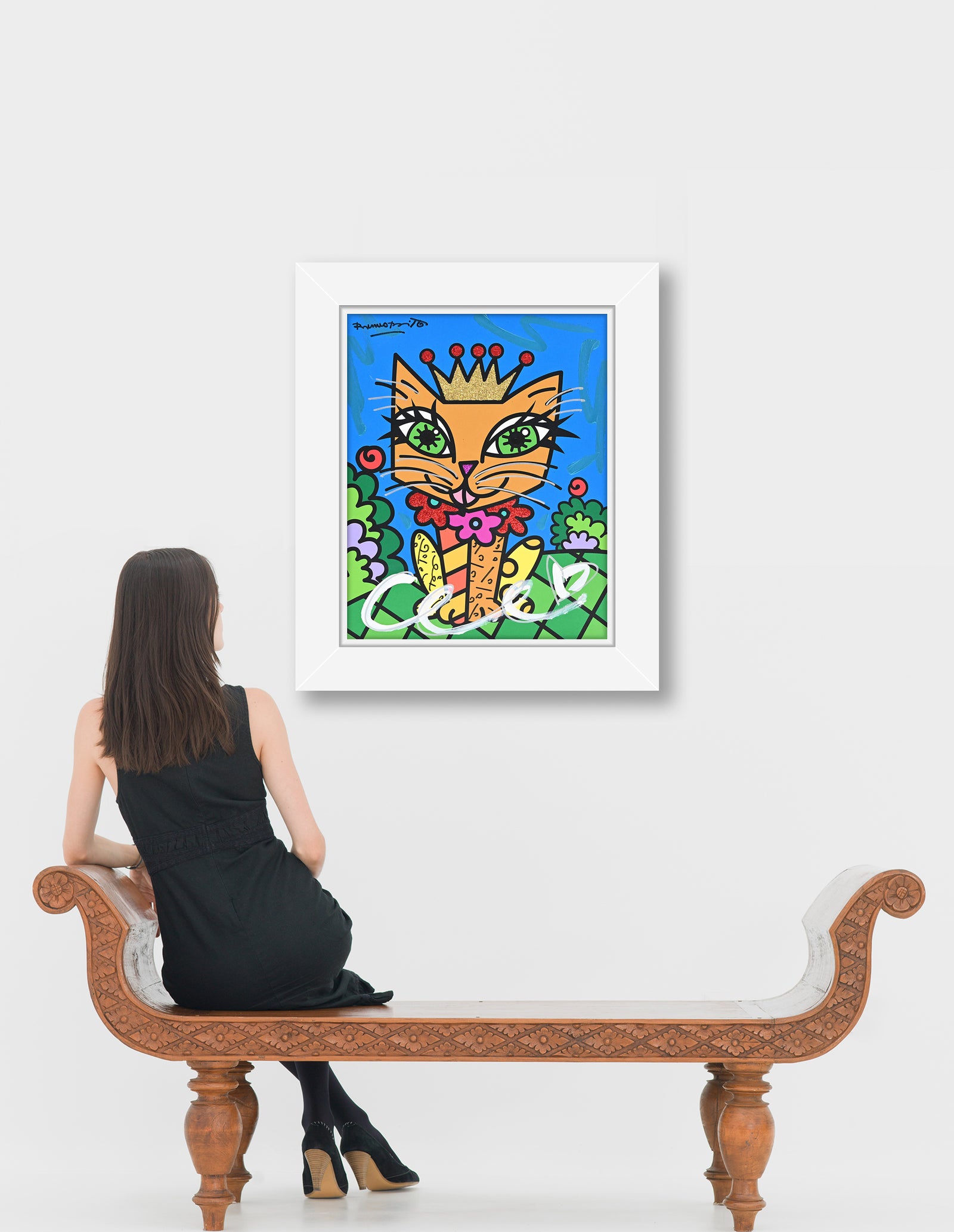 royalty cat mixed media original  artistic colorful design collectible