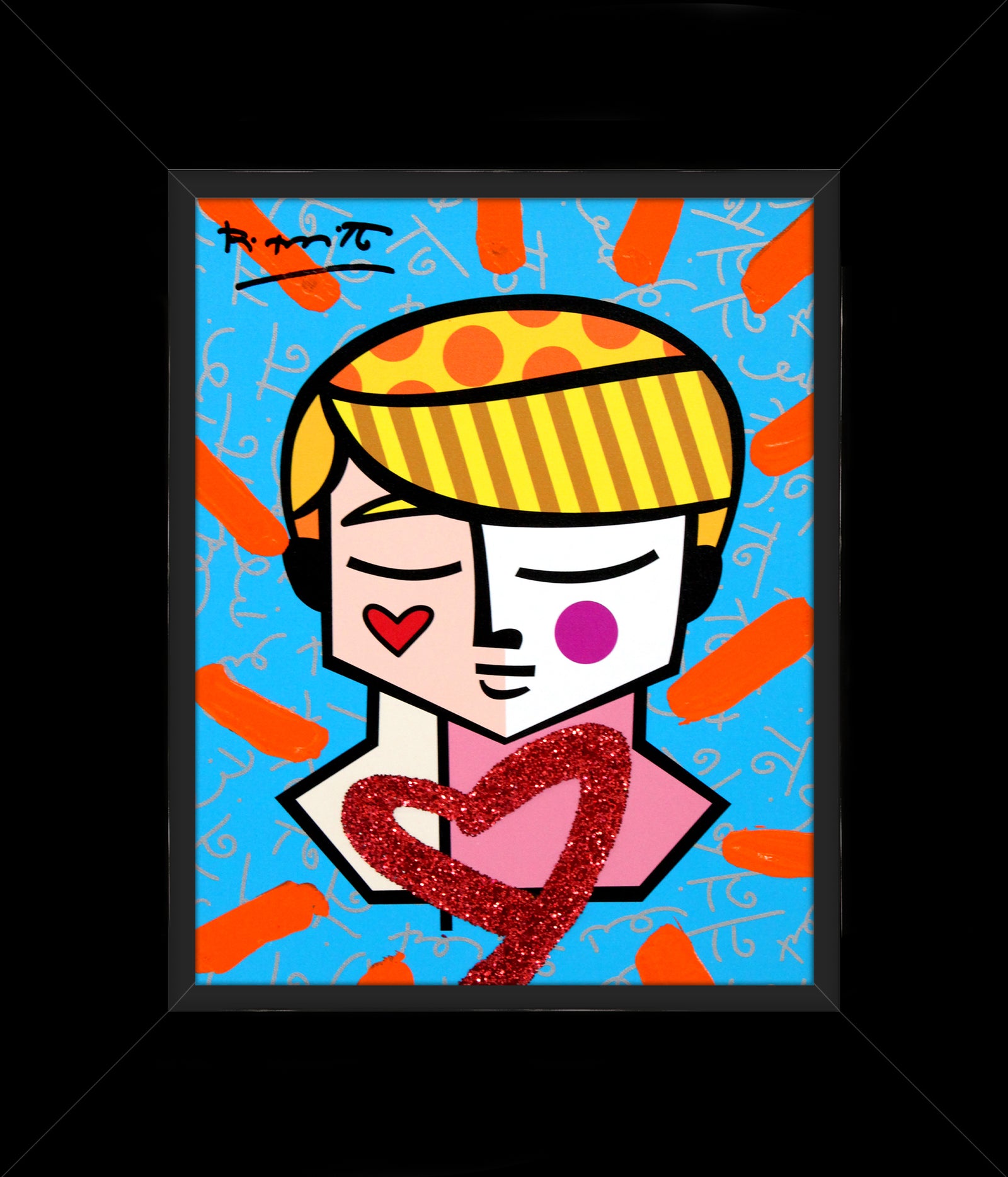 Romero Britto grant mixed media original  contemporary pop art piece