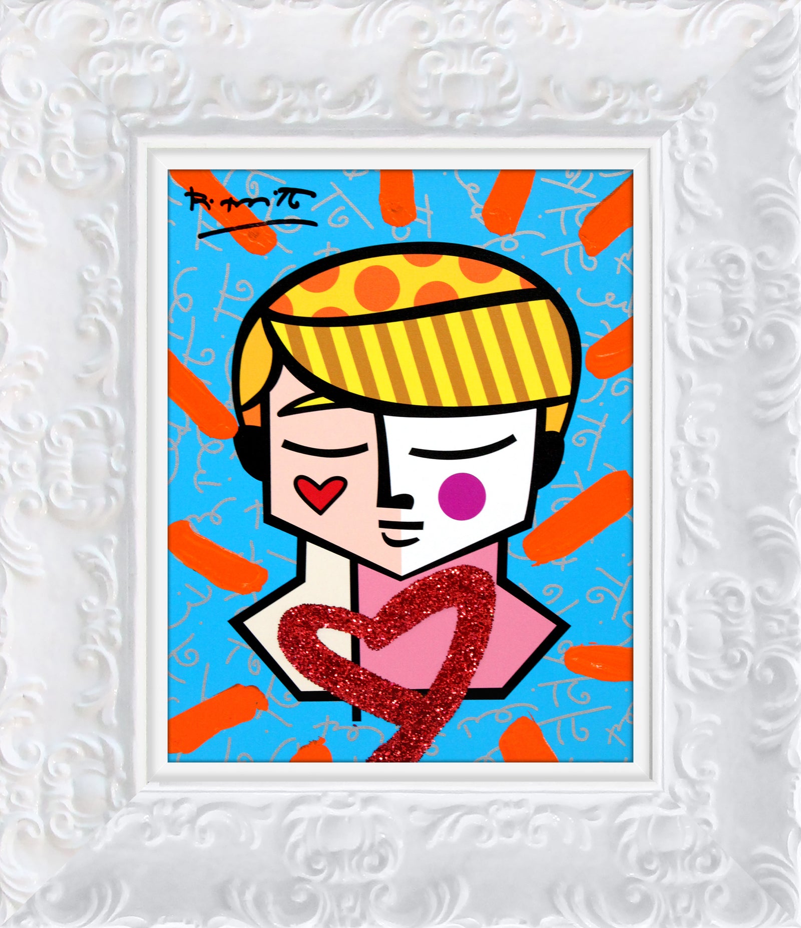 Romero Britto grant mixed media original  colorful pop art design