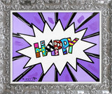 HAPPY (WORD) -  Mixed Media Original