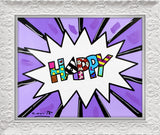 HAPPY (WORD) -  Mixed Media Original