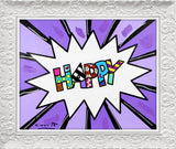 HAPPY (WORD) -  Mixed Media Original