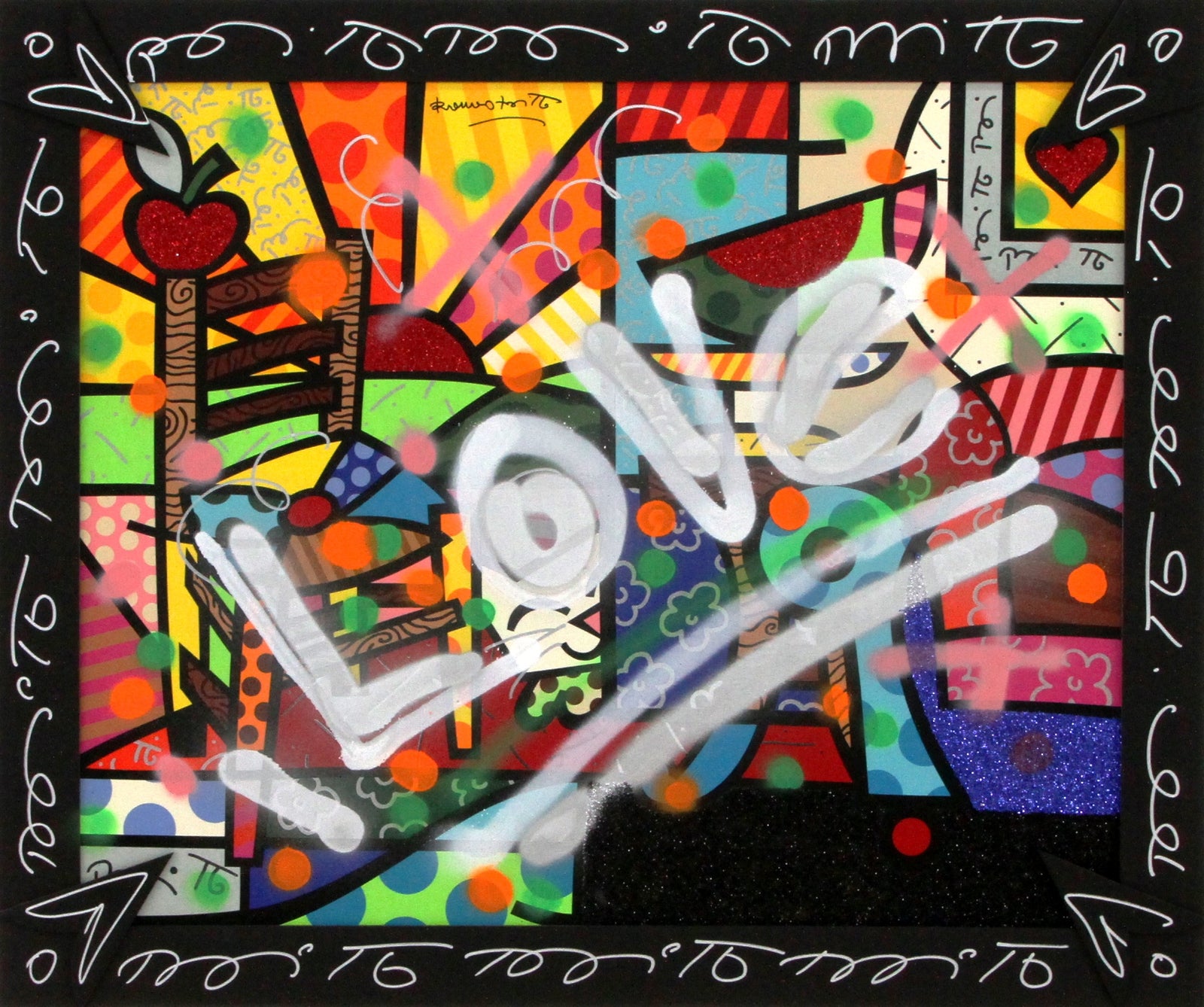 Romero Britto new life mixed media original  colorful pop art design