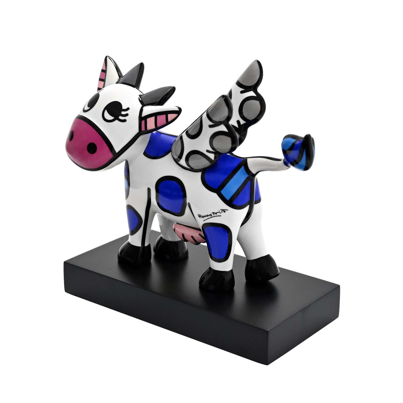 flying cow fine porcelain  artistic colorful design collectible