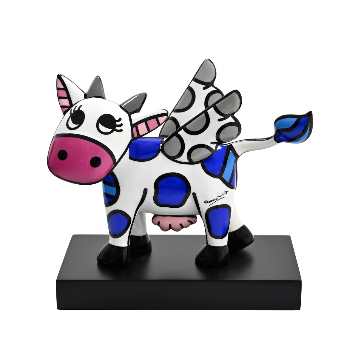 Romero Britto flying cow fine porcelain  colorful pop art design