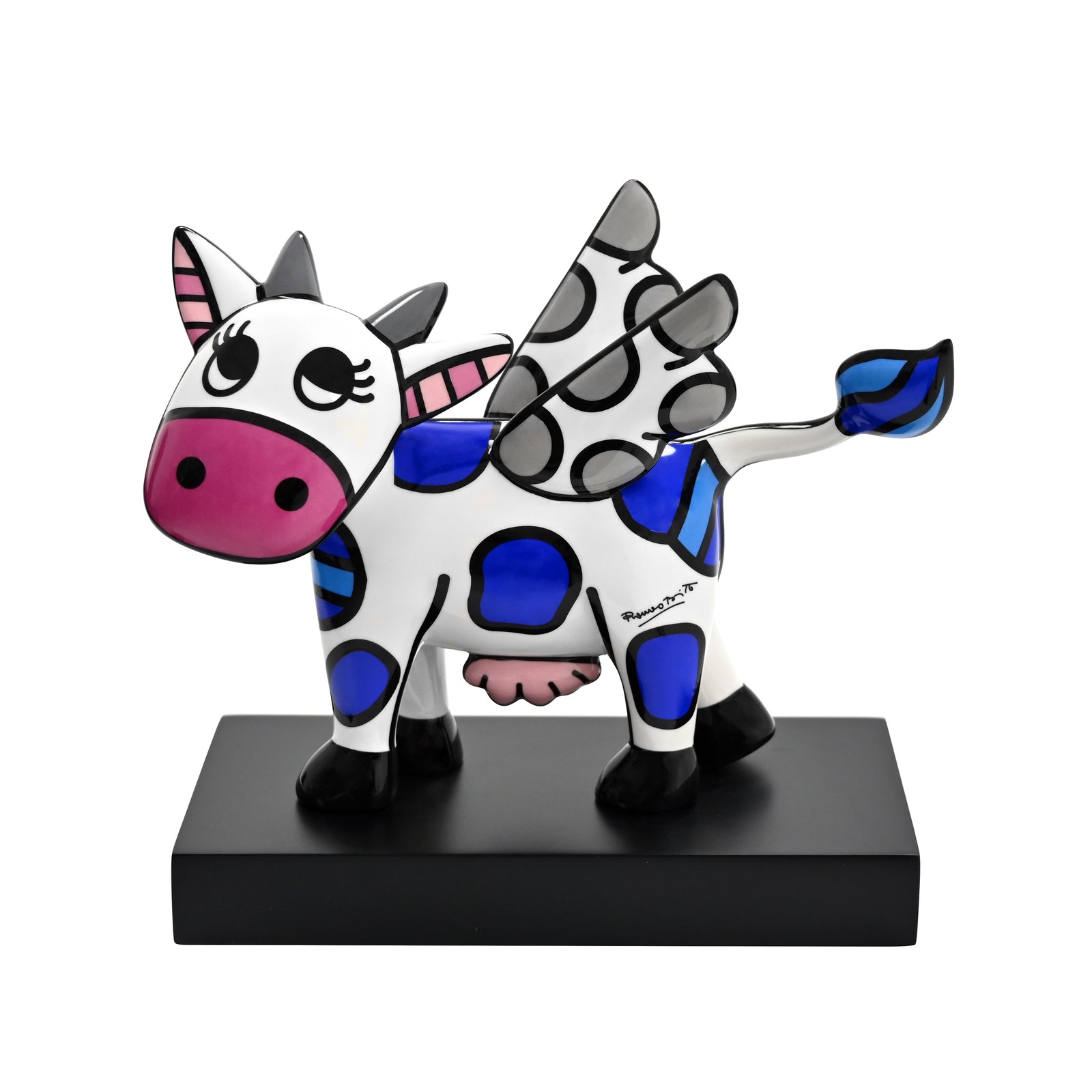 Romero Britto flying cow fine porcelain  colorful pop art design