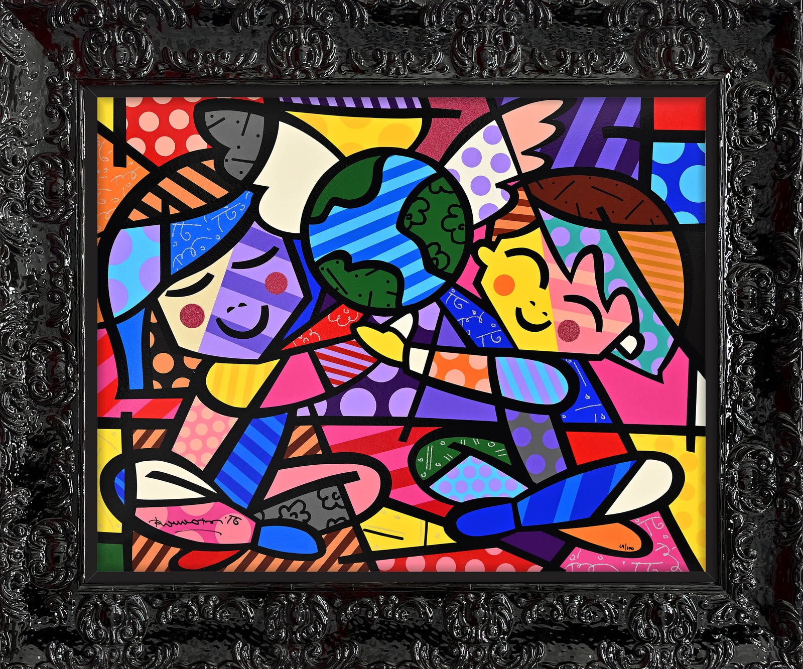 Romero Britto children of the world serigraph  colorful pop art design