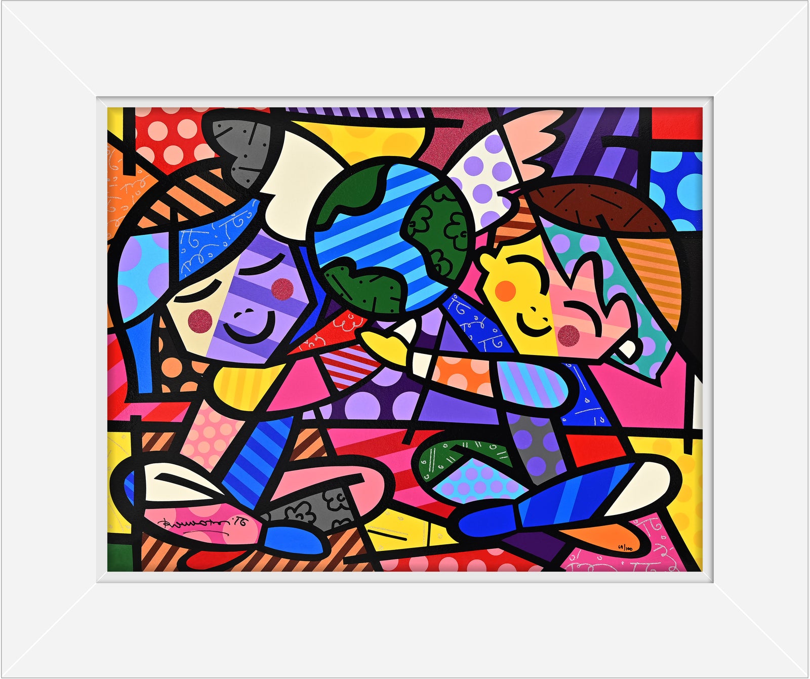 children of the world serigraph  artistic colorful design collectible