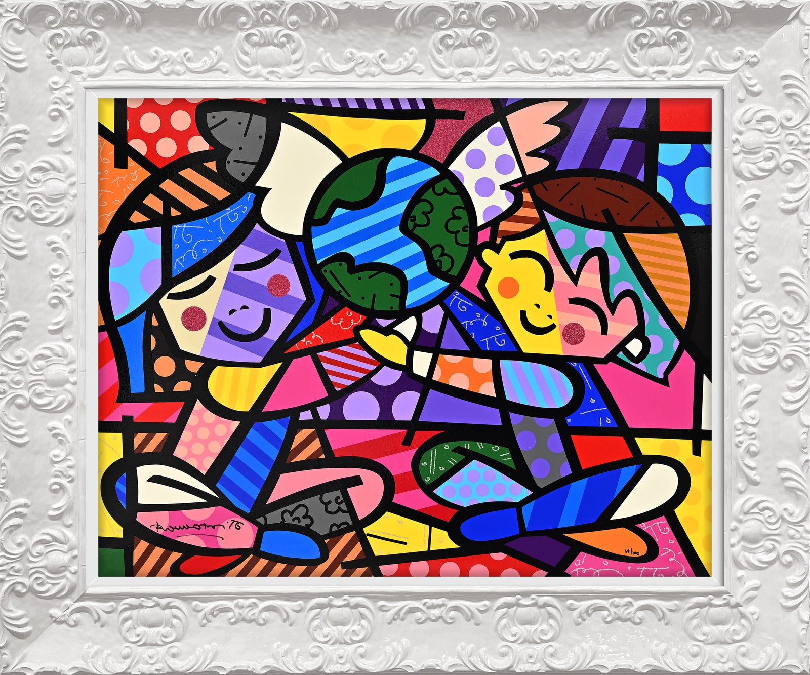 Romero Britto children of the world serigraph  colorful pop art design