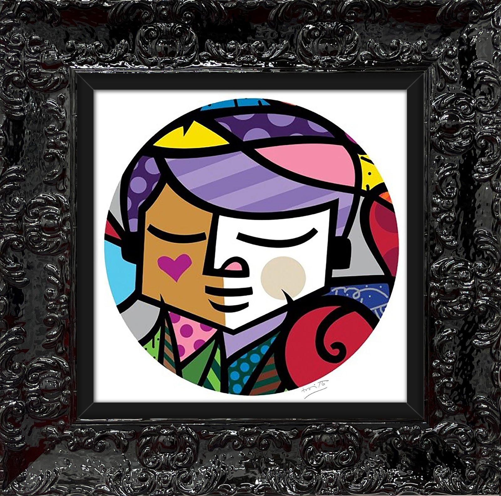 Romero Britto eros serigraph  contemporary pop art piece