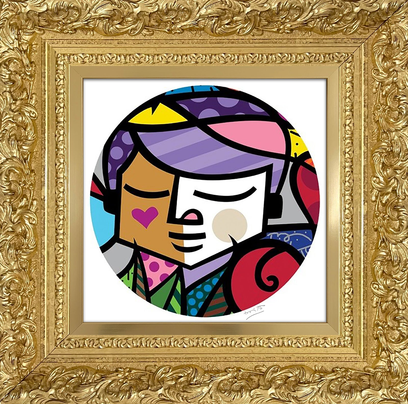 Romero Britto eros serigraph  contemporary pop art piece