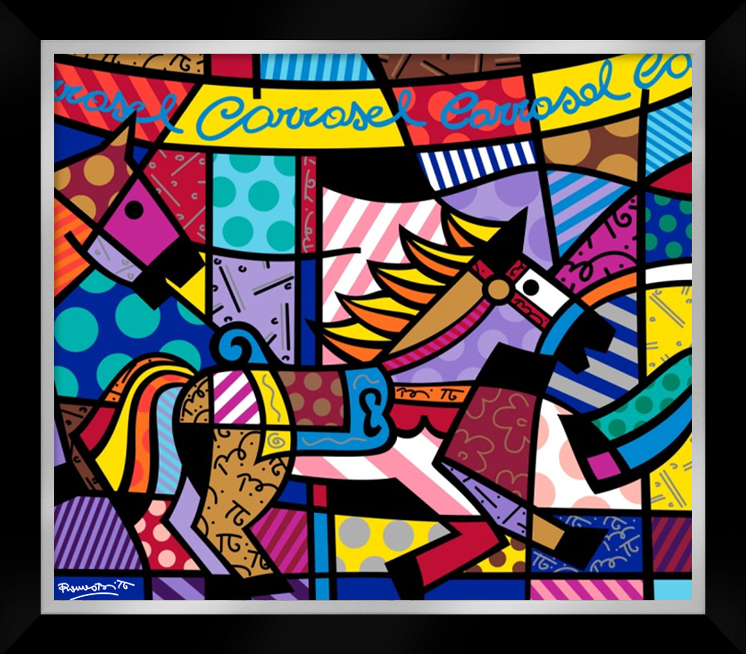 carousel serigraph  artistic colorful design collectible
