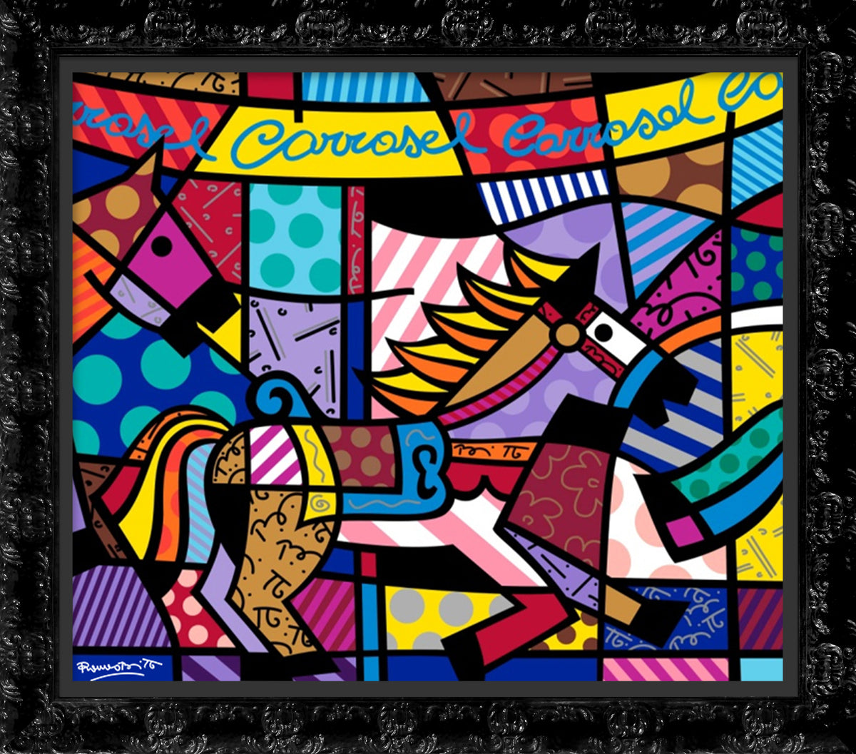 carousel serigraph  colorful decorative collectible gift idea