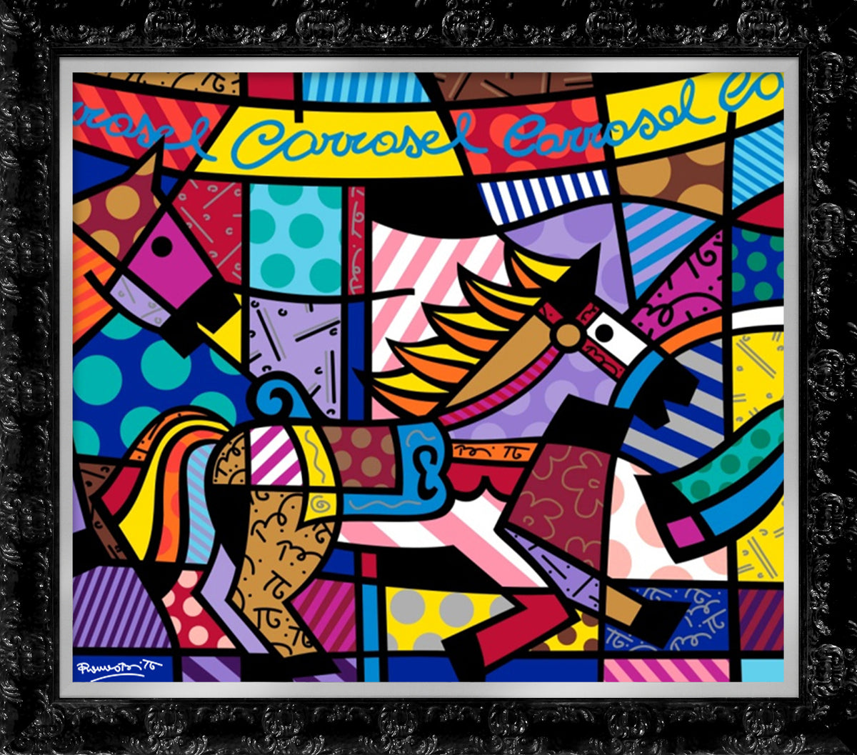 modern pop art carousel serigraph  vibrant home decor