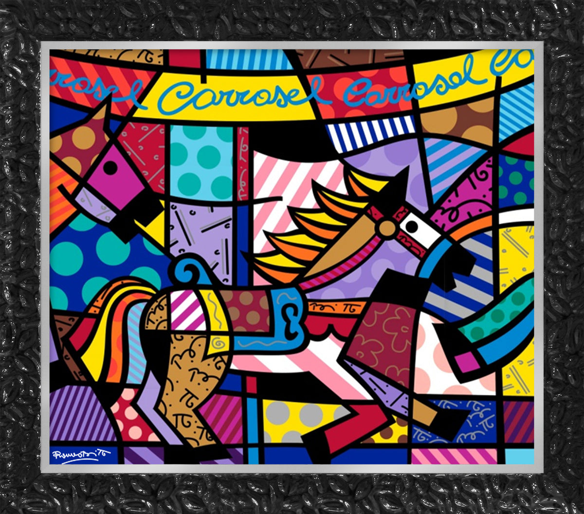 Romero Britto carousel serigraph  contemporary pop art piece