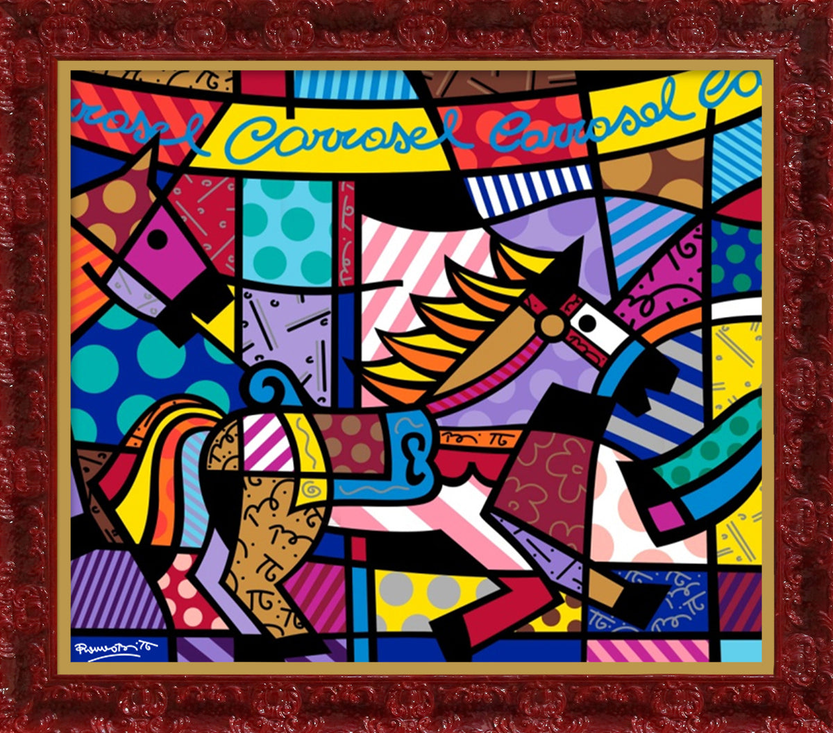 carousel serigraph  colorful decorative collectible gift idea