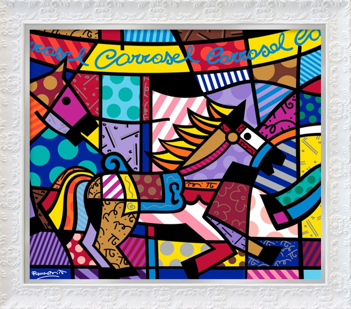 carousel serigraph  artistic colorful design collectible