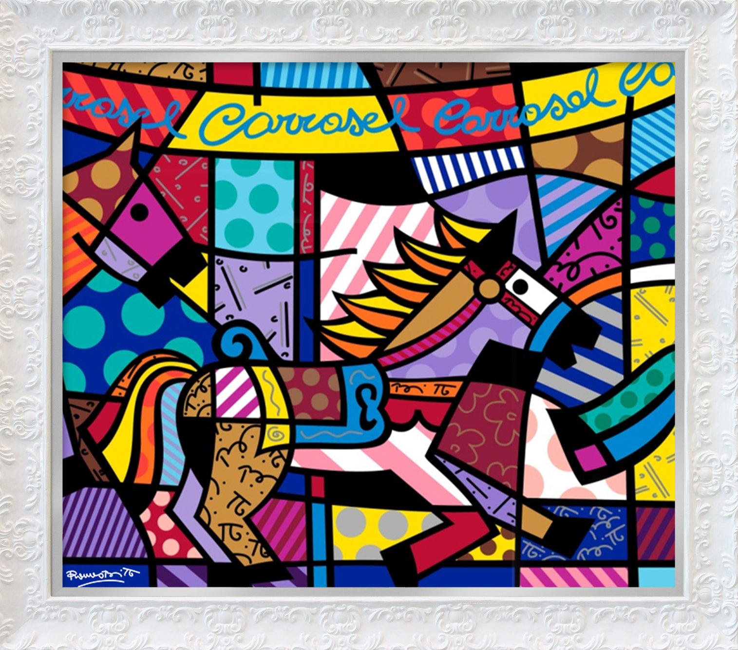 carousel serigraph  artistic colorful design collectible