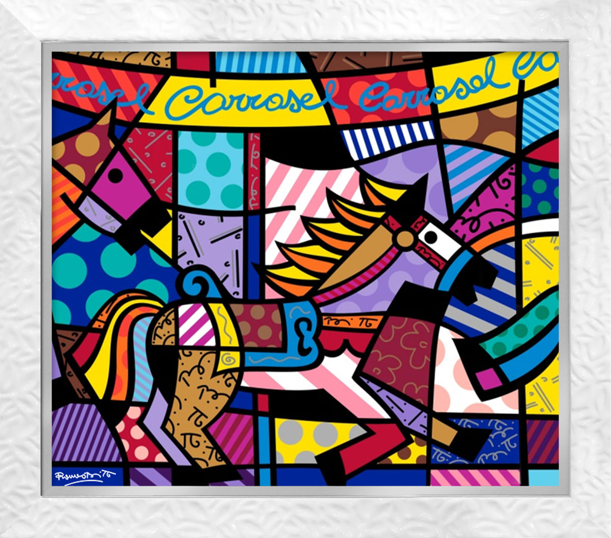 Romero Britto carousel serigraph  colorful pop art design