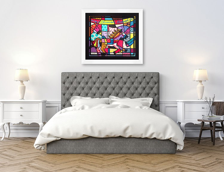 modern pop art carousel serigraph  vibrant home decor