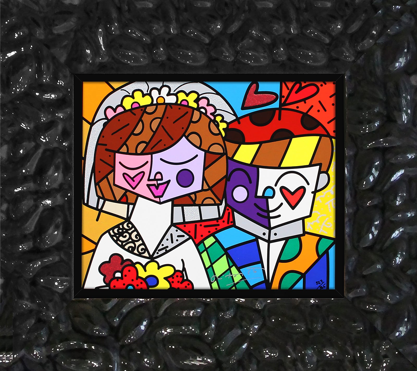 Romero Britto love wedding limited edition serigraph  contemporary pop art piece