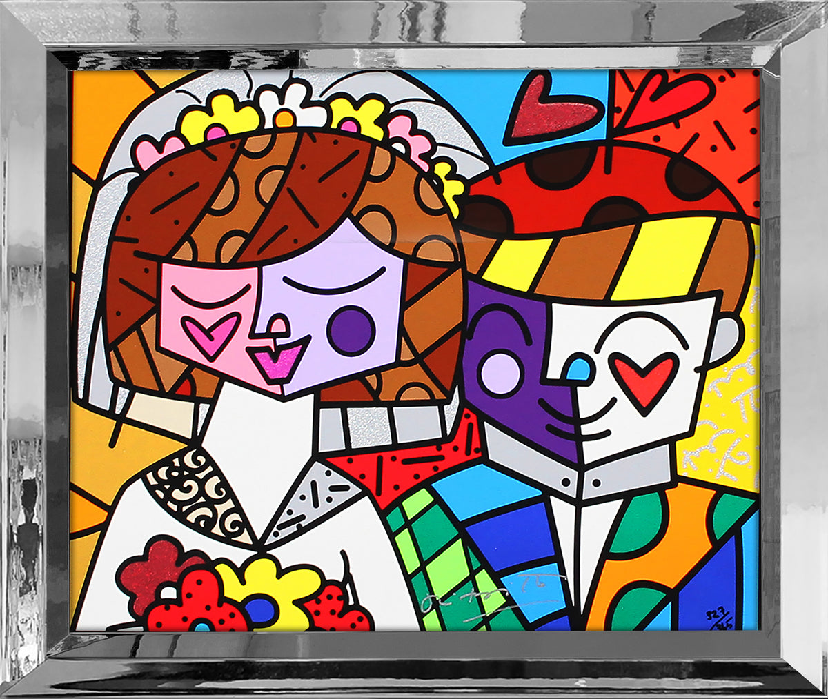 Romero Britto love wedding limited edition serigraph  colorful pop art design