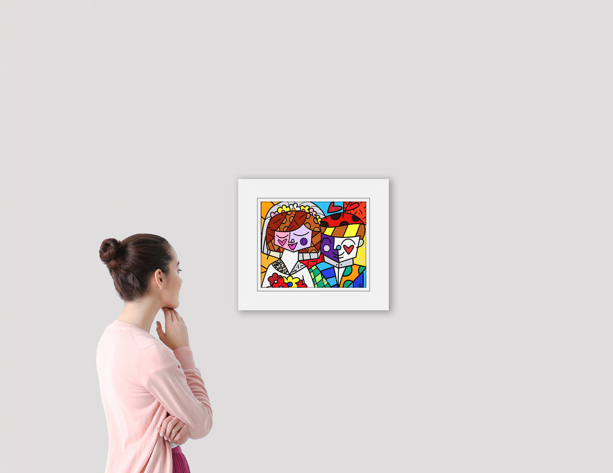Romero Britto love wedding limited edition serigraph  contemporary pop art piece