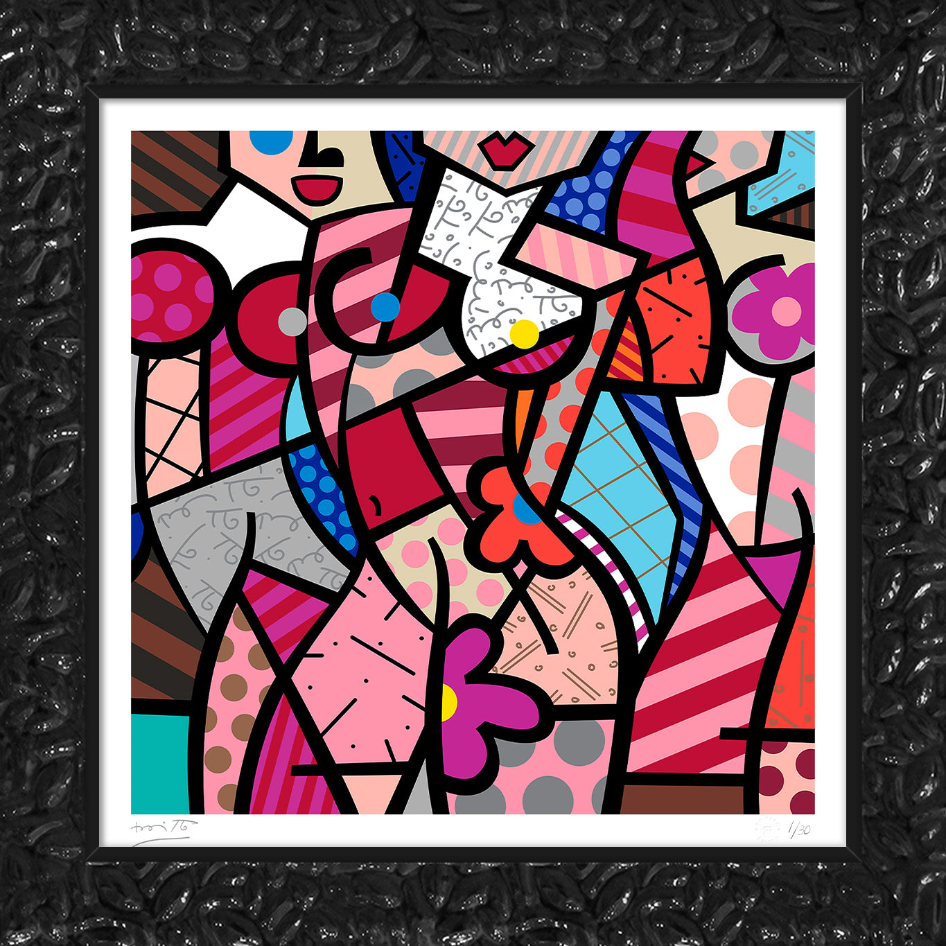 three gracessummer pink serigraph  artistic colorful design collectible