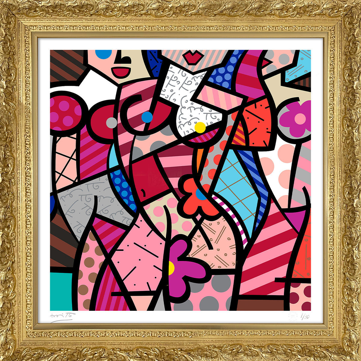 three gracessummer pink serigraph  colorful decorative collectible gift idea