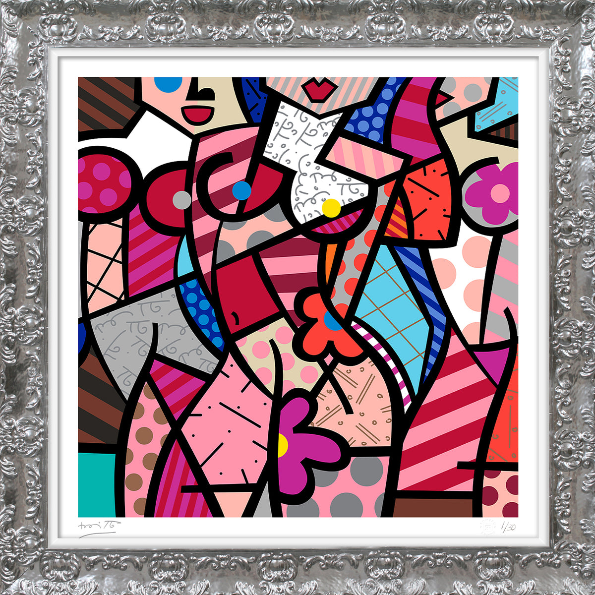 modern pop art three gracessummer pink serigraph  vibrant home decor