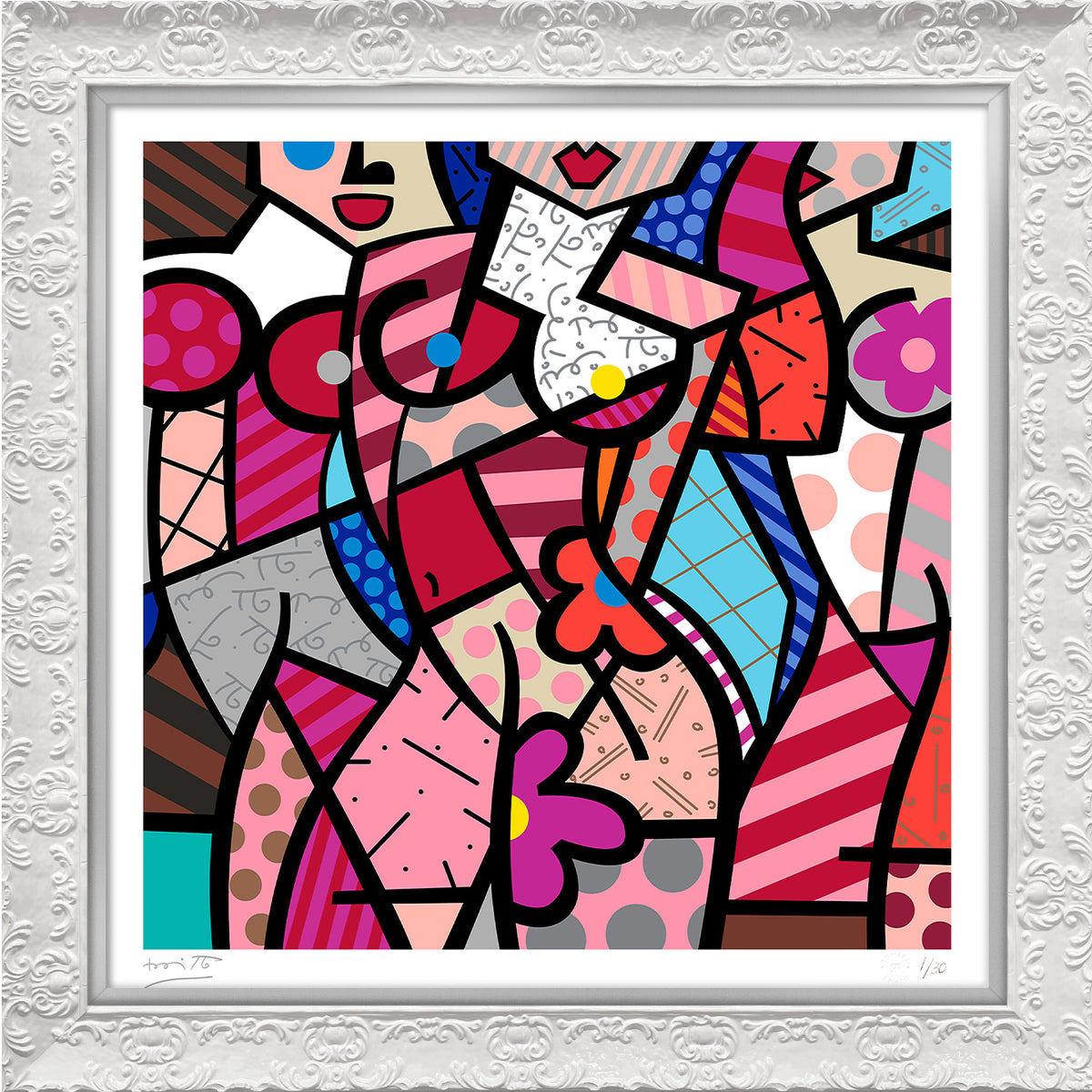 modern pop art three gracessummer pink serigraph  vibrant home decor