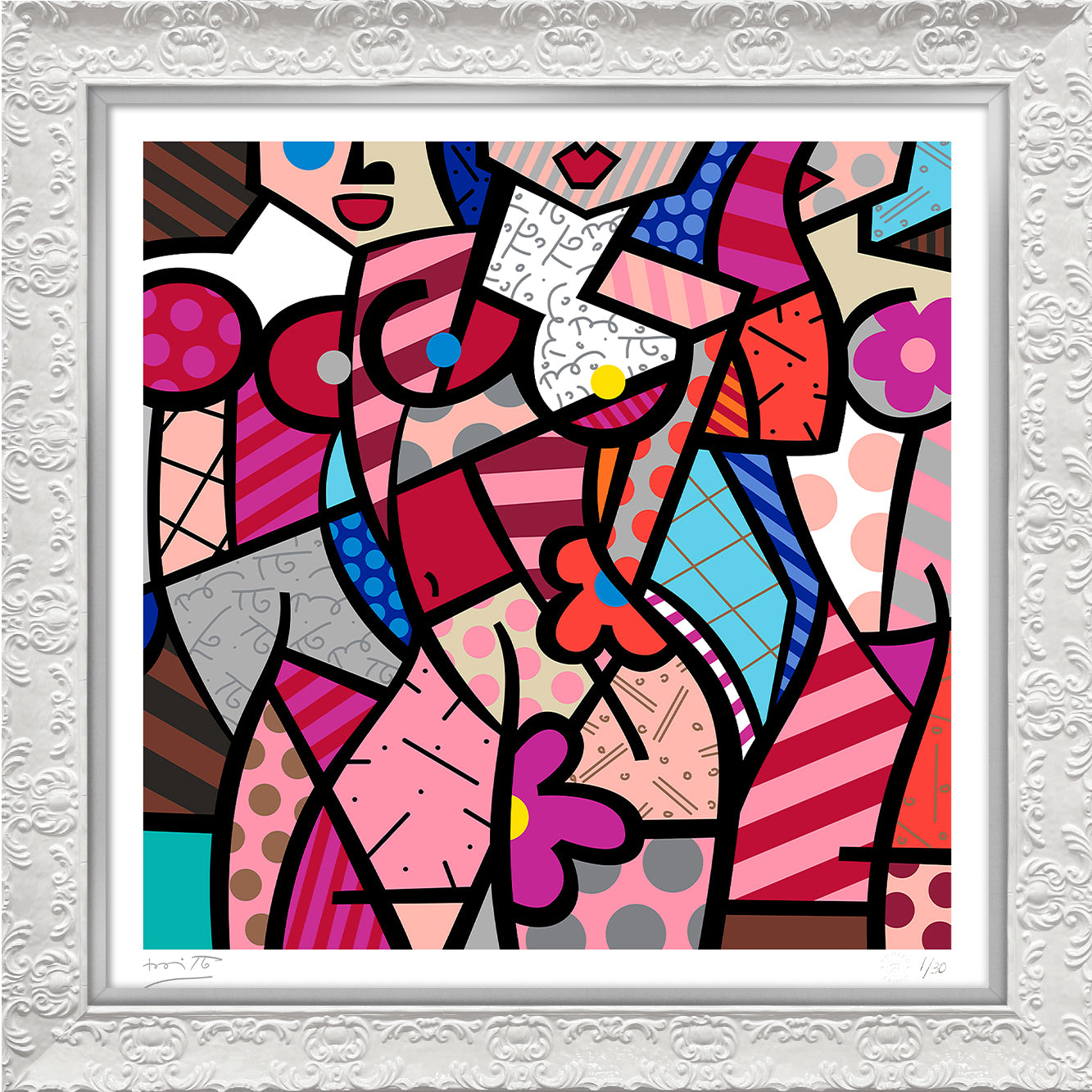 modern pop art three gracessummer pink serigraph  vibrant home decor