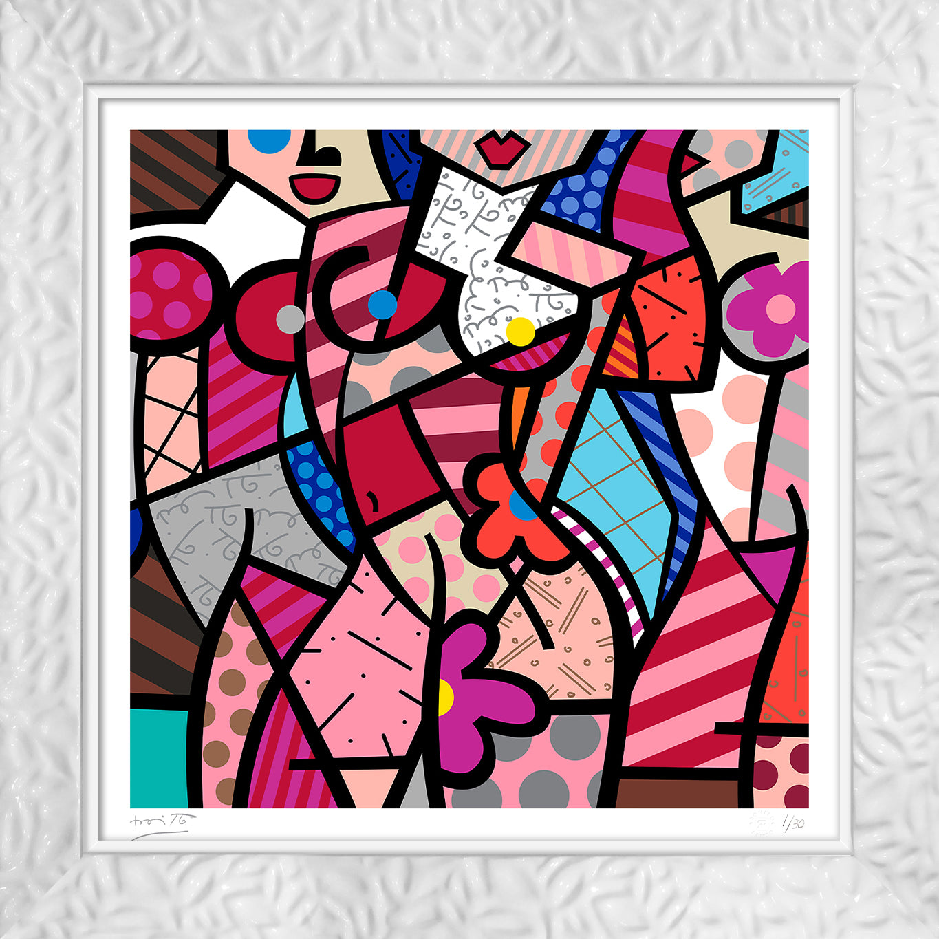 modern pop art three gracessummer pink serigraph  vibrant home decor