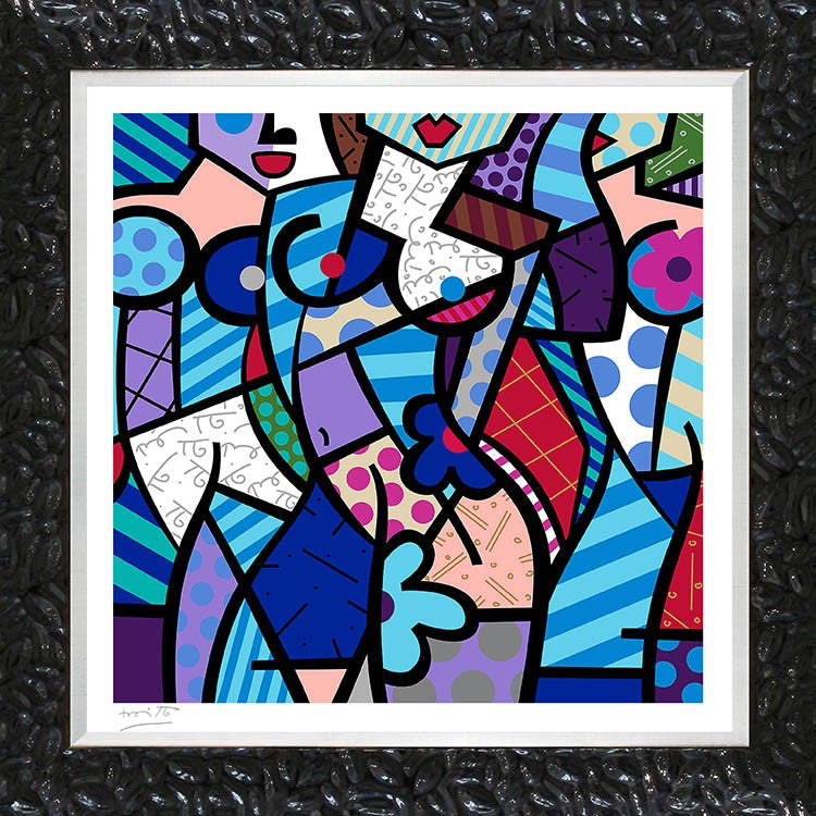 three graceswinter blue serigraph  artistic colorful design collectible