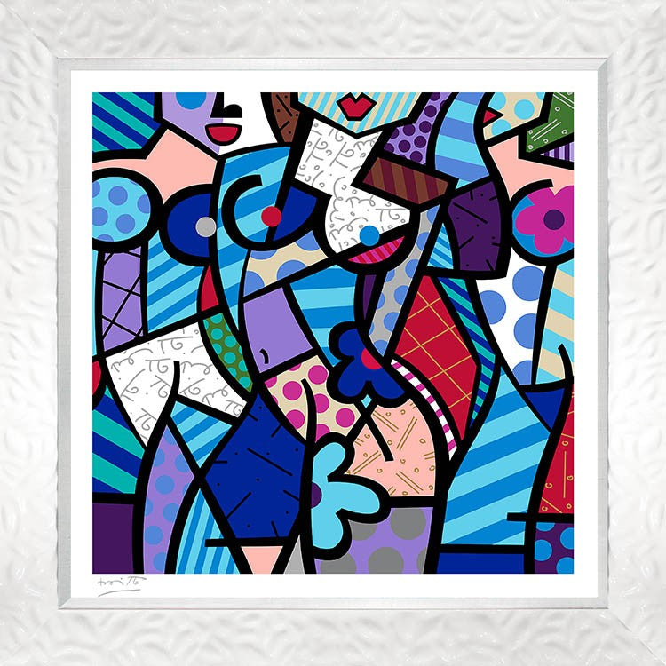 modern pop art three graceswinter blue serigraph  vibrant home decor