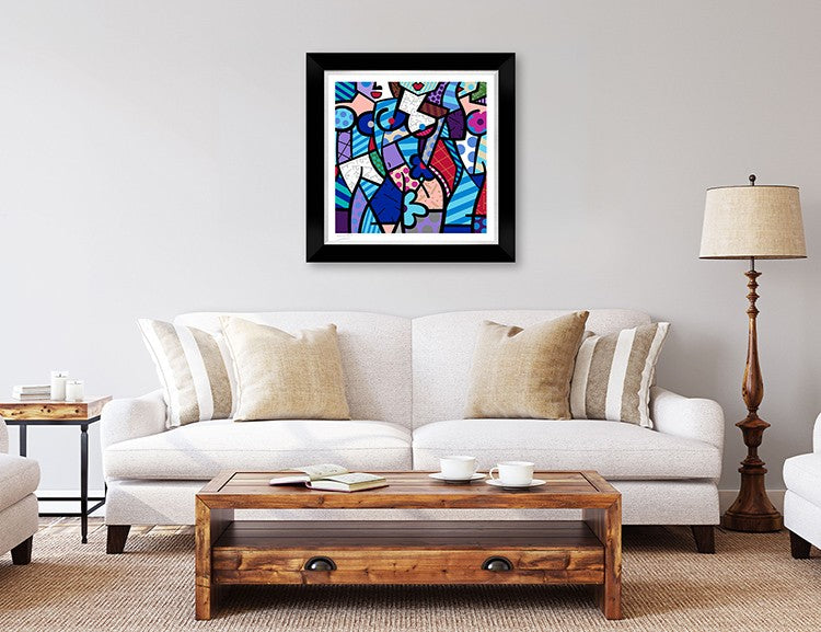 three graceswinter blue serigraph  colorful decorative collectible gift idea