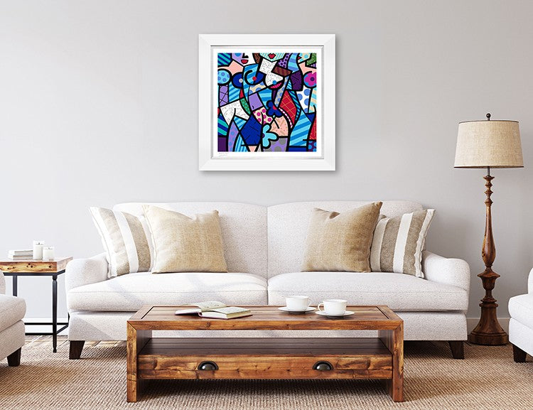 modern pop art three graceswinter blue serigraph  vibrant home decor