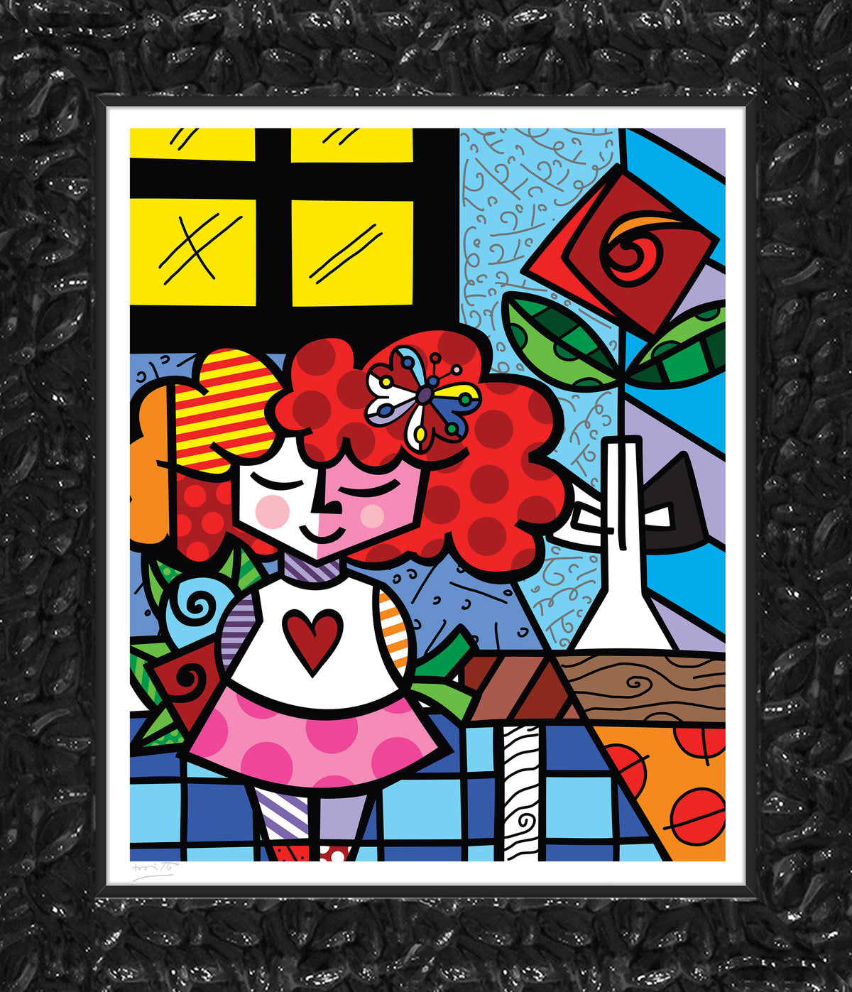 Romero Britto the good girl serigraph  colorful pop art design