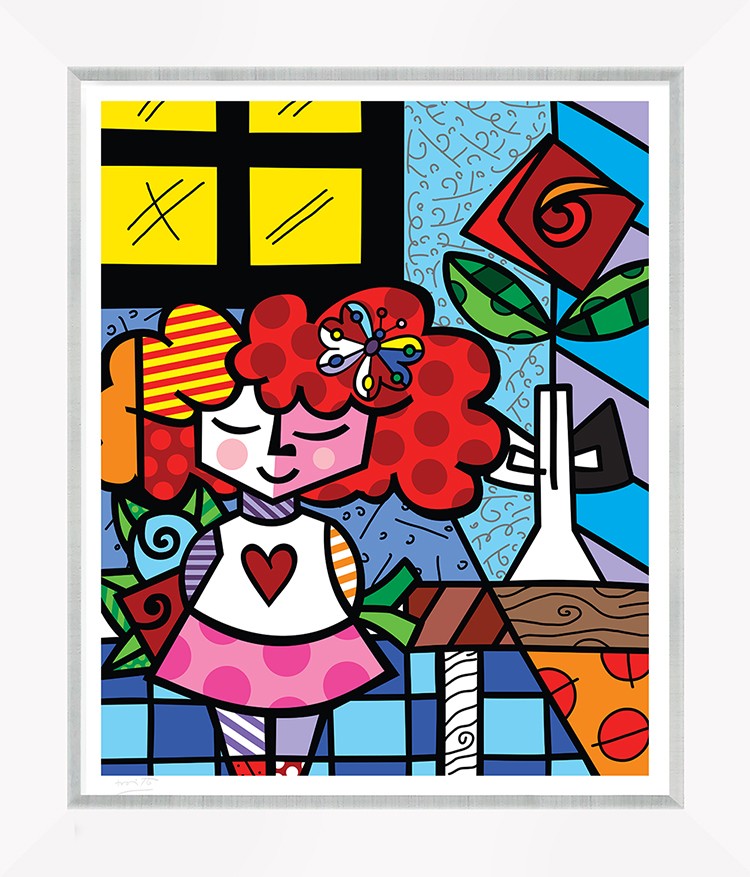Romero Britto the good girl serigraph  contemporary pop art piece