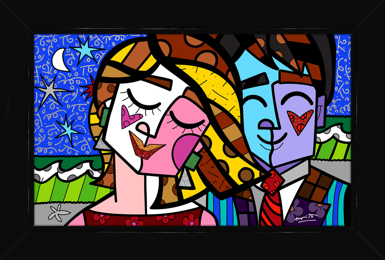 Romero Britto romancismo serigraph  colorful pop art design