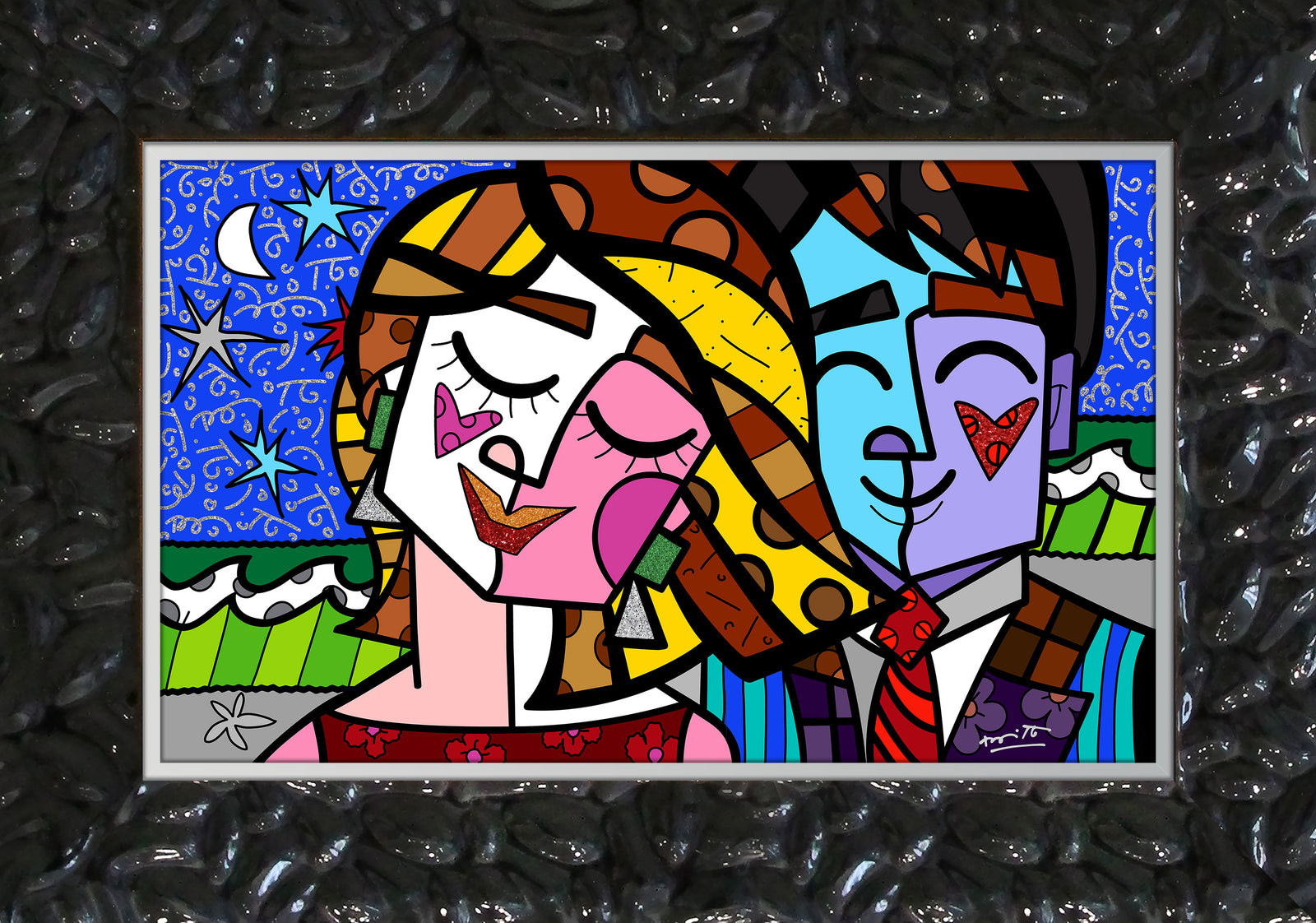 Romero Britto romancismo serigraph  contemporary pop art piece