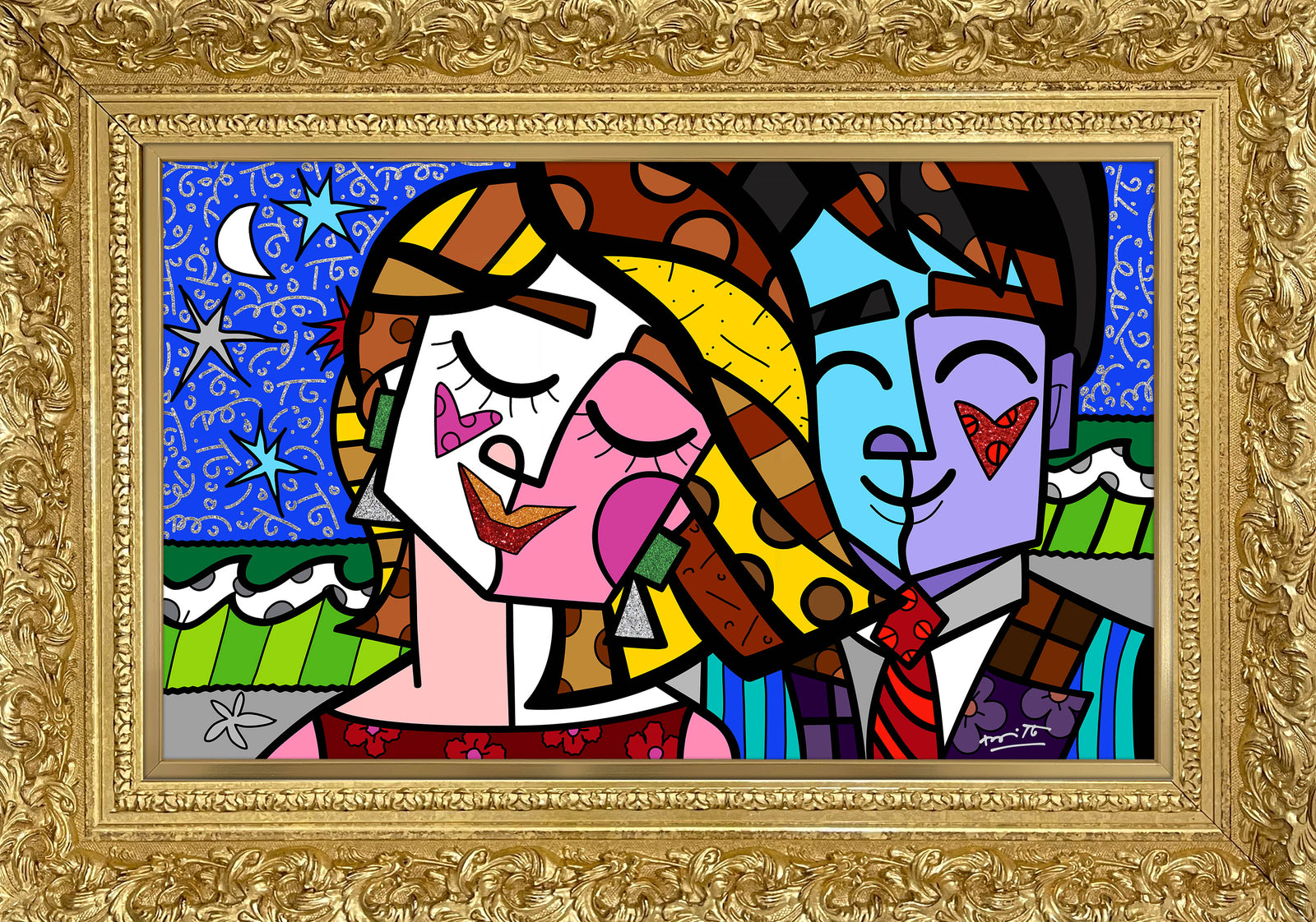 Romero Britto romancismo serigraph  colorful pop art design