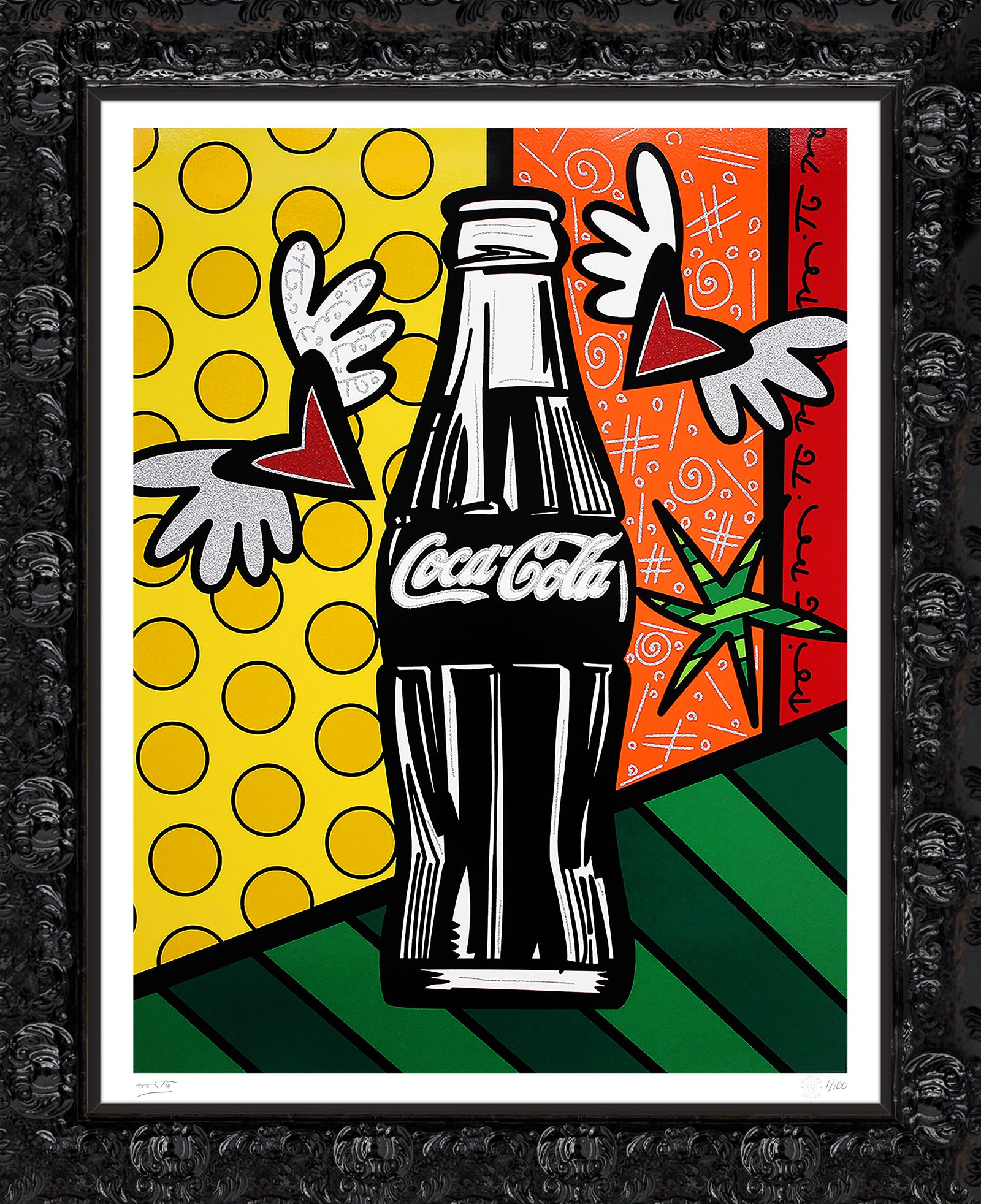 Romero Britto cocacola happiness serigraph  contemporary pop art piece